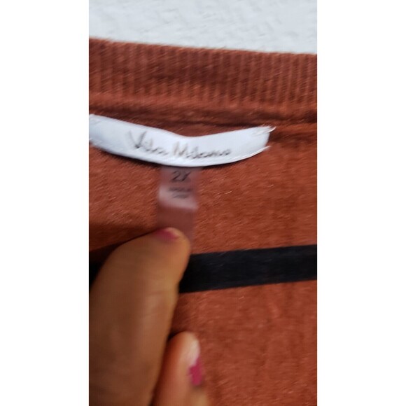 Vila Milano Sweater Womens XL Orange Knit Ribbed V Neck Round Hem Dolman - Picture 4 of 6